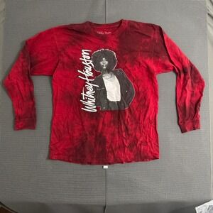Whitney Houston I'm Every Woman Red Tie Dye Long Sleeve Graphic Tee Shirt Medium